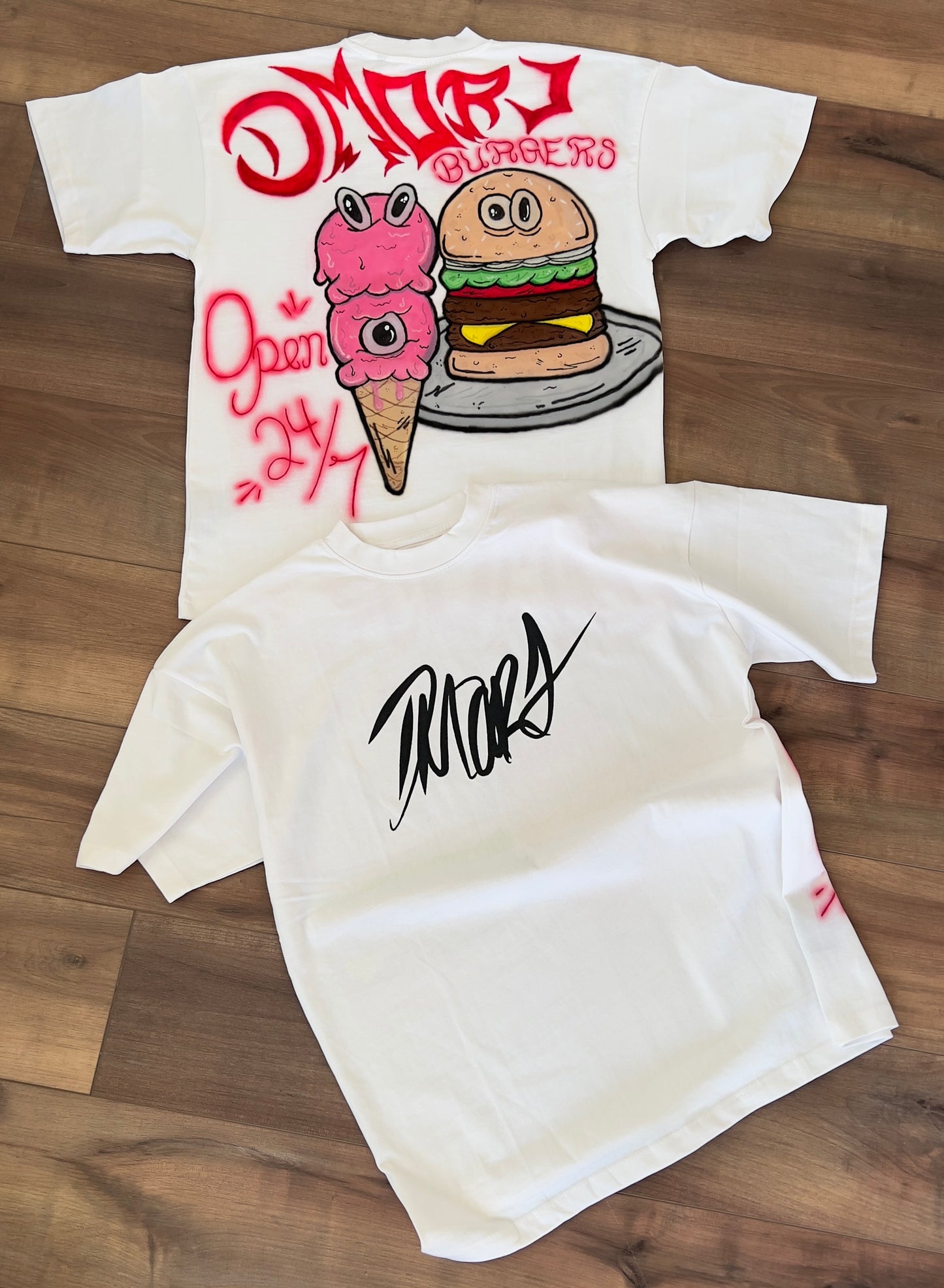 'DMORJ BURGERS' AIRBRUSH TEE