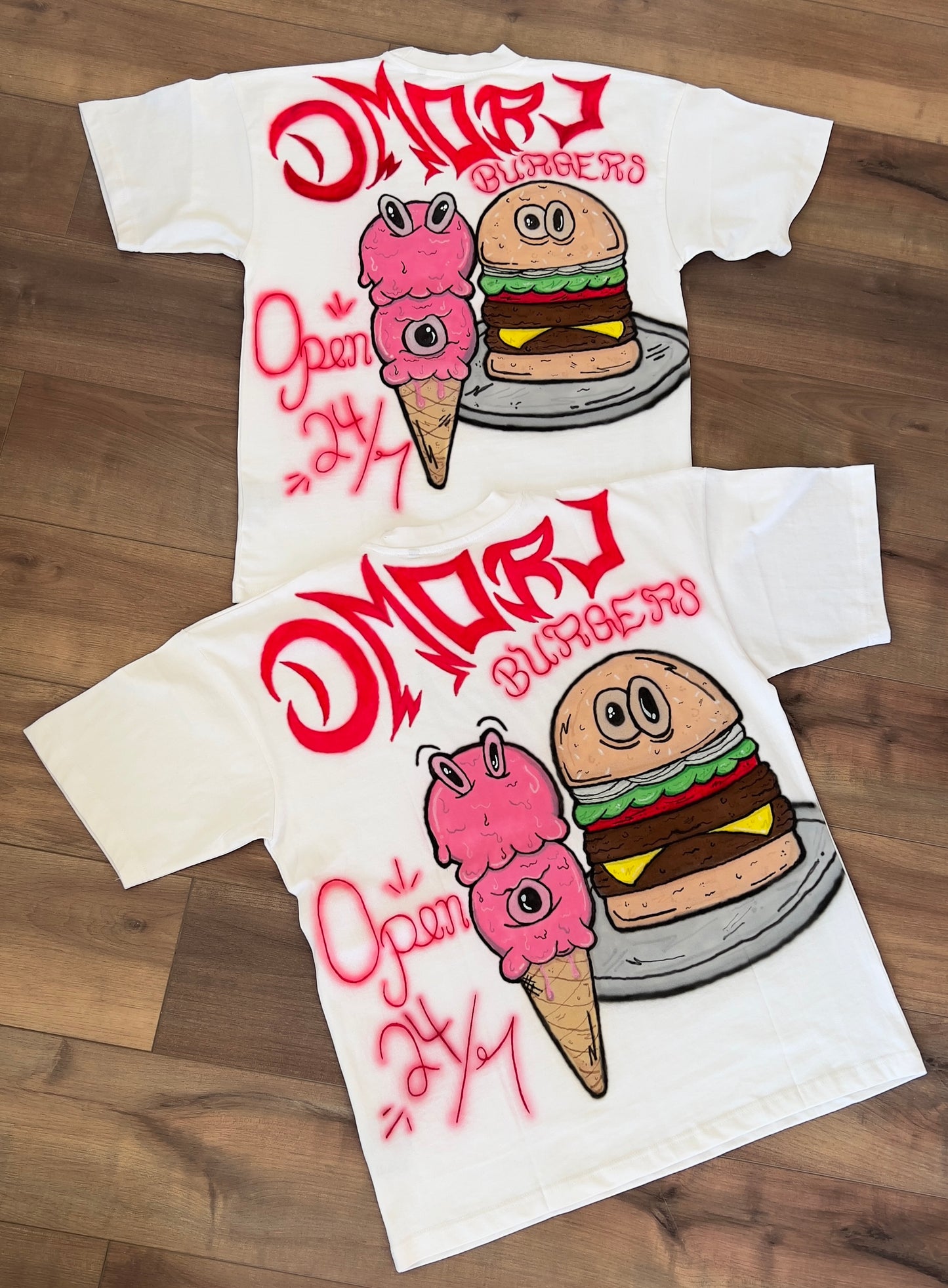 'DMORJ BURGERS' AIRBRUSH TEE